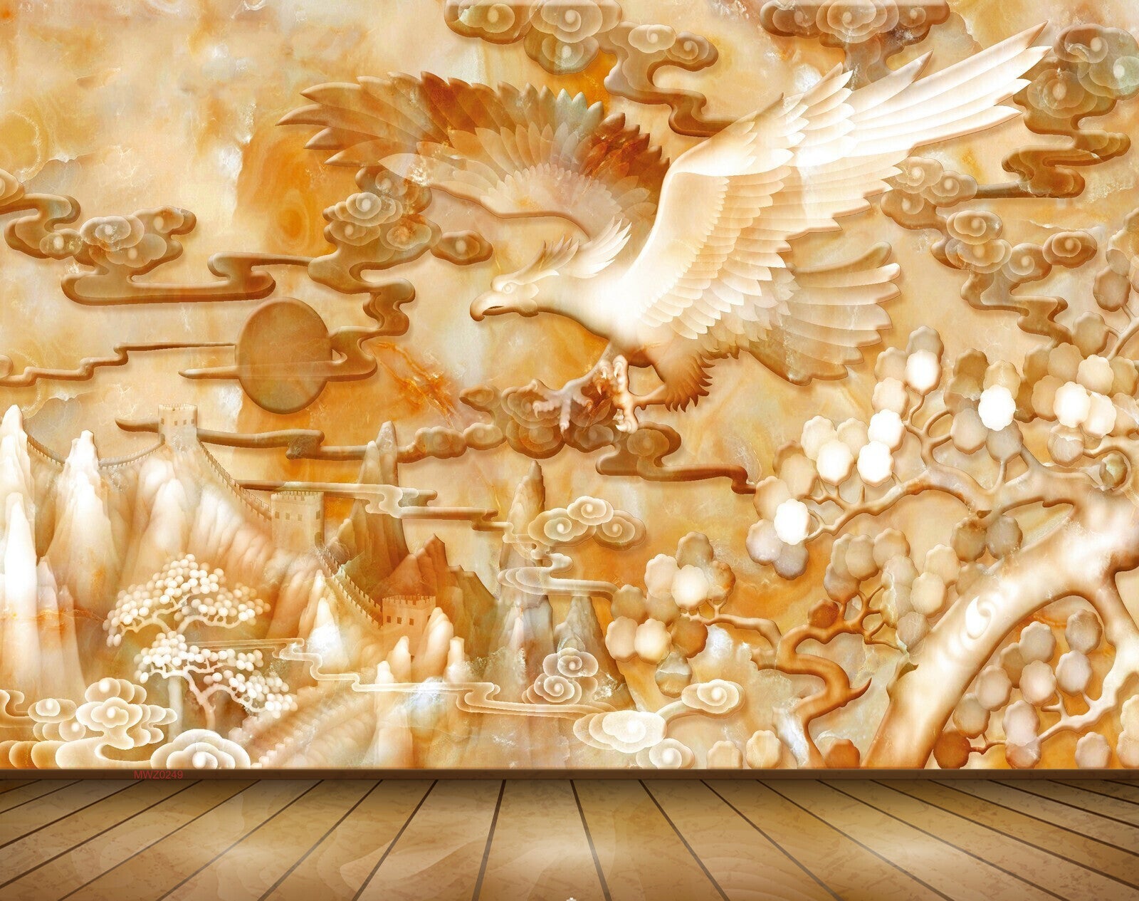 Avikalp MWZ0249 Red White Birds Trees Moutains Sun 3D HD Wallpaper Avikalp MWZ0249 Red White Birds Trees Moutains Sun 3D HD Wallpaper