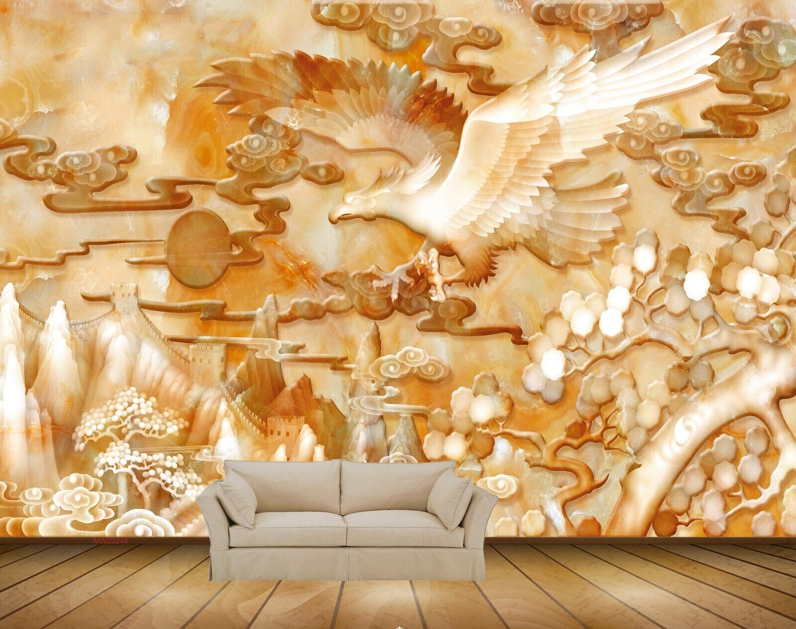 Avikalp MWZ0249 Red White Birds Trees Moutains Sun 3D HD Wallpaper Avikalp MWZ0249 Red White Birds Trees Moutains Sun 3D HD Wallpaper