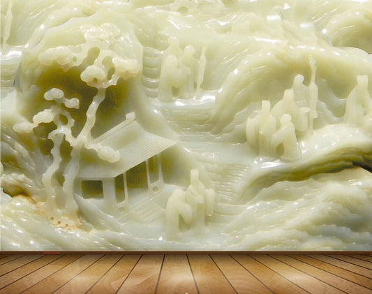 Avikalp MWZ0250 White Trees House Peoples 3D HD Wallpaper