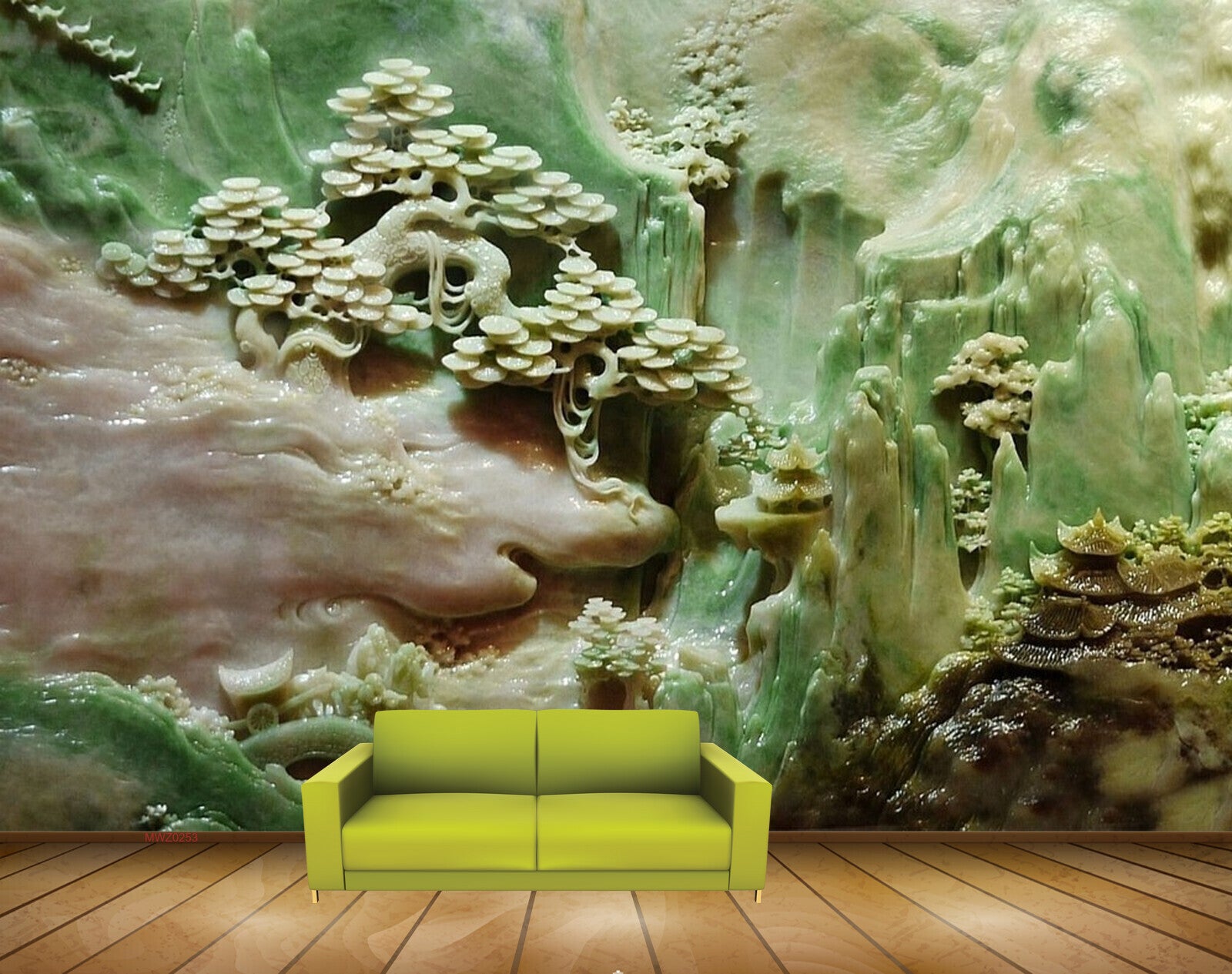 Avikalp MWZ0253 Green Pink Trees Mountains 3D HD Wallpaper Avikalp MWZ0253 Green Pink Trees Mountains 3D HD Wallpaper