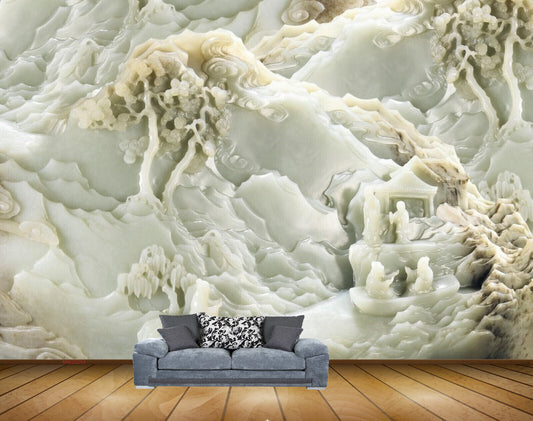 Avikalp MWZ0254 White Trees Houses Boat People HD Wallpaper