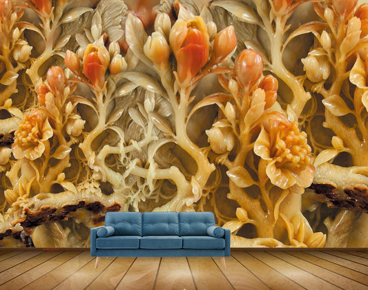 Avikalp MWZ0257 Orange Flowers Plants HD Wallpaper