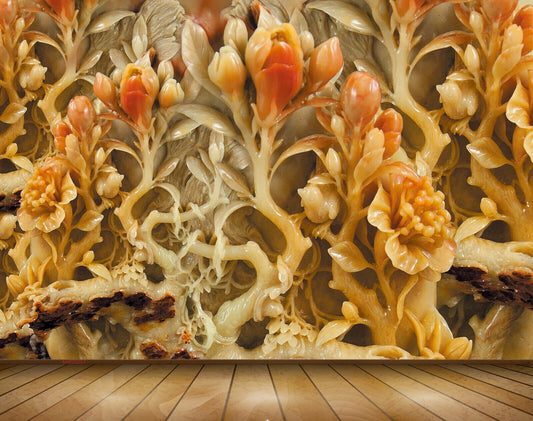 Avikalp MWZ0257 Orange Flowers Plants 3D HD Wallpaper