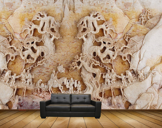 Avikalp MWZ0260 Horses People Trees Stones HD Wallpaper