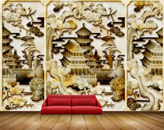 Avikalp MWZ0262 White Brown Houses Plants Flowers HD Wallpaper