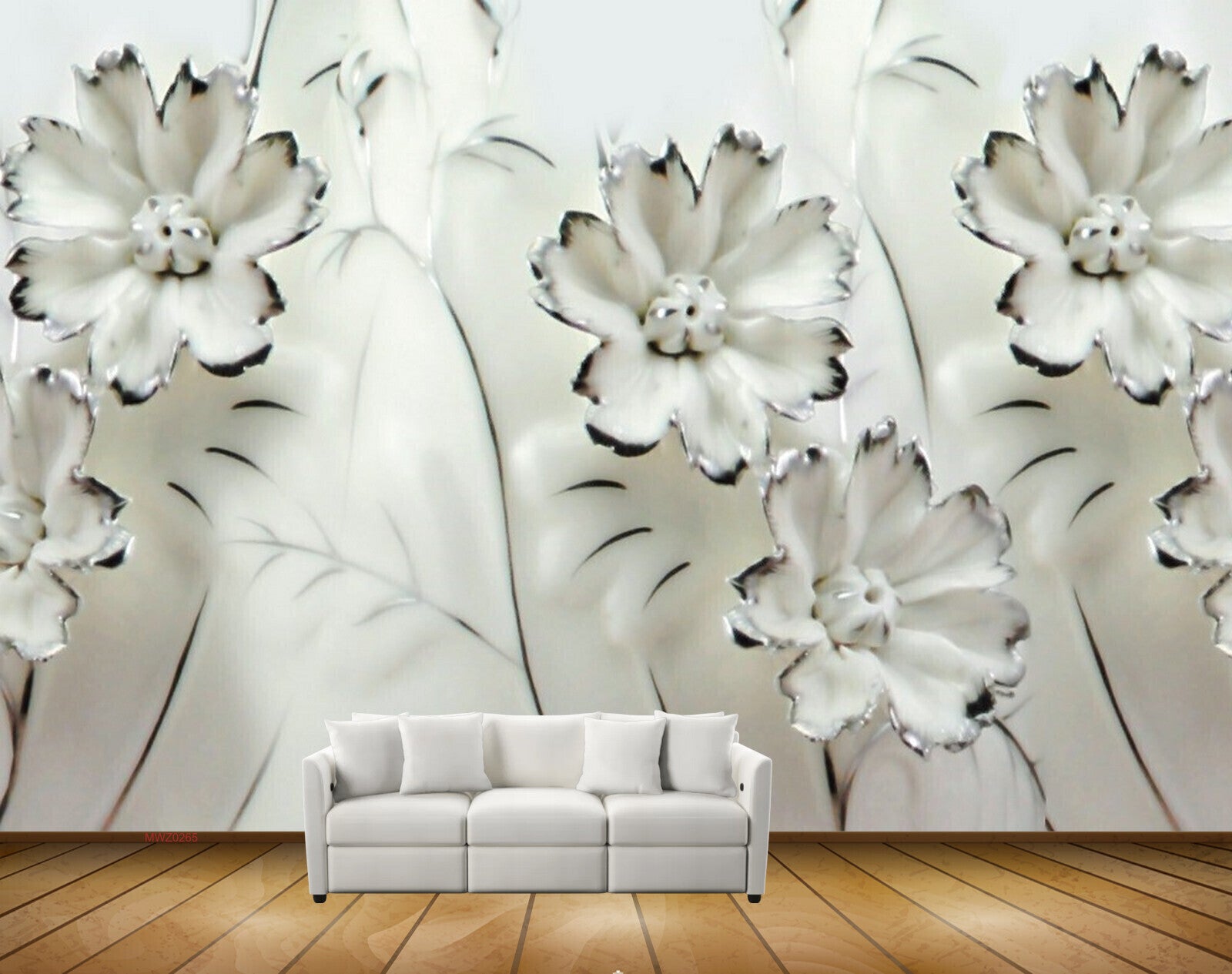 Avikalp MWZ0265 White Black Flowers 3D HD Wallpaper Avikalp MWZ0265 White Black Flowers 3D HD Wallpaper