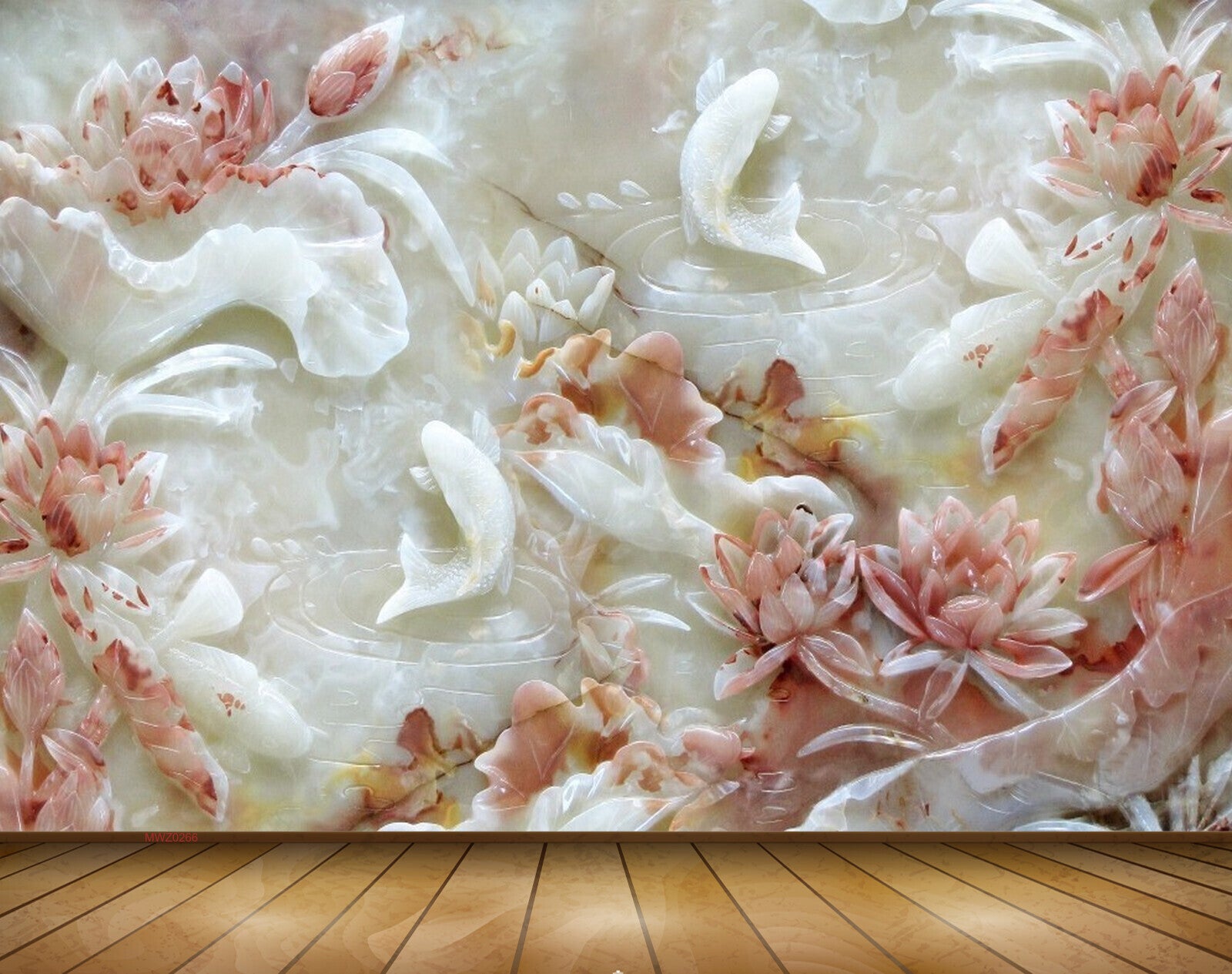 Avikalp MWZ0266 White Pink Flowers Fishes 3D HD Wallpaper Avikalp MWZ0266 White Pink Flowers Fishes 3D HD Wallpaper