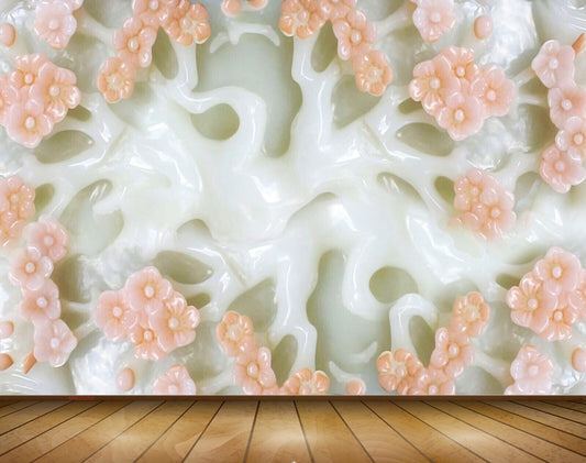 Avikalp MWZ0269 Orange White Flowers Branches 3D HD Wallpaper