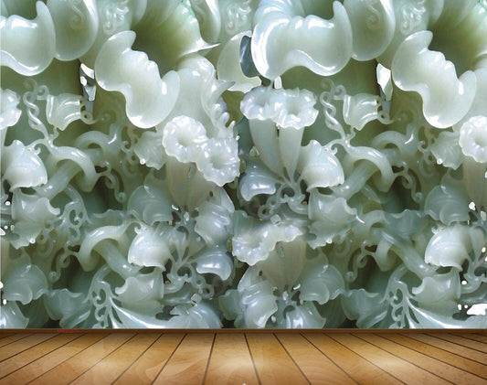 Avikalp MWZ0271 Blue White Flowers 3D HD Wallpaper