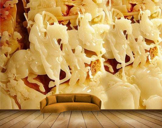 Avikalp MWZ0273 White Orange Horses People HD Wallpaper