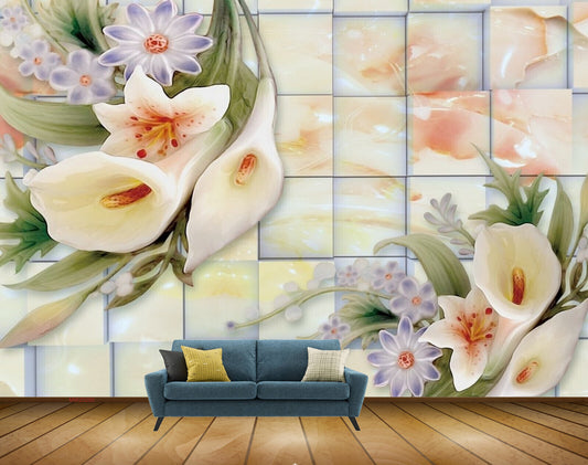 Avikalp MWZ0280 White Tulips Purple Flowers Plants HD Wallpaper