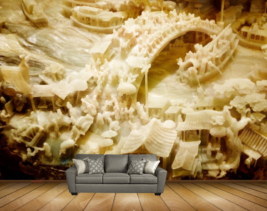 Avikalp MWZ0281 White Brown Bridge Boat Houses HD Wallpaper