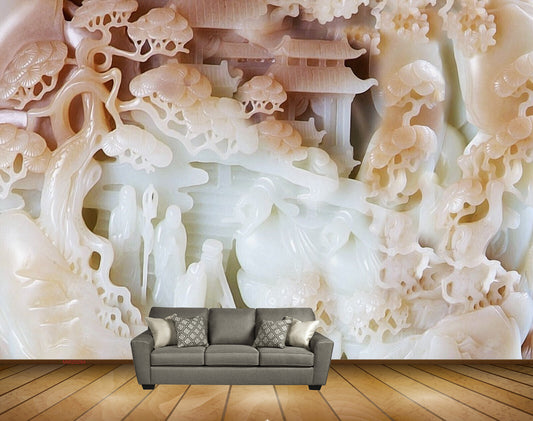 Avikalp MWZ0284 White Pink House People Trees HD Wallpaper