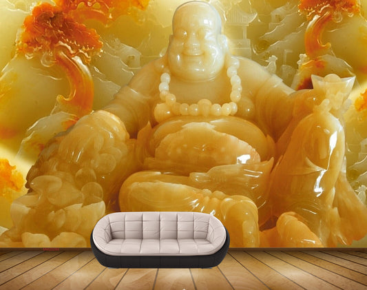 Avikalp MWZ0285 Orange Yellow Laughingbudha HD Wallpaper