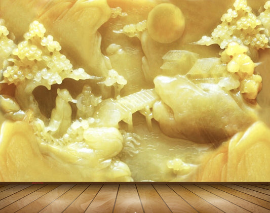 Avikalp MWZ0286 Yellow Orange Sun Plants Clouds Woodenbridge 3D HD Wallpaper