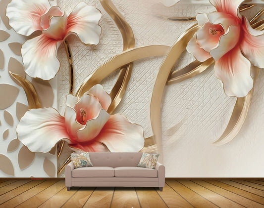 Avikalp MWZ0294 White Red Flowers HD Wallpaper