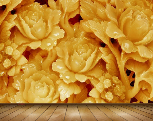 Avikalp MWZ0298 Orange Flowers 3D HD Wallpaper