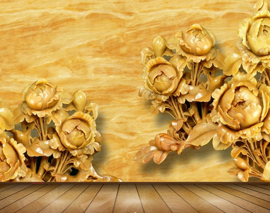 Avikalp MWZ0299 Yellow Orange Flowers 3D HD Wallpaper