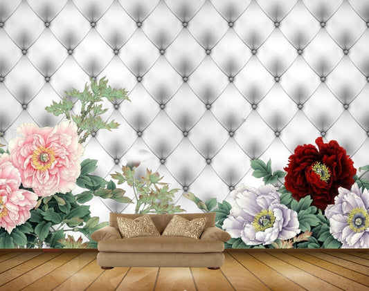 Avikalp MWZ0301 Pink Red White Yellow Flowers Leaves HD Wallpaper