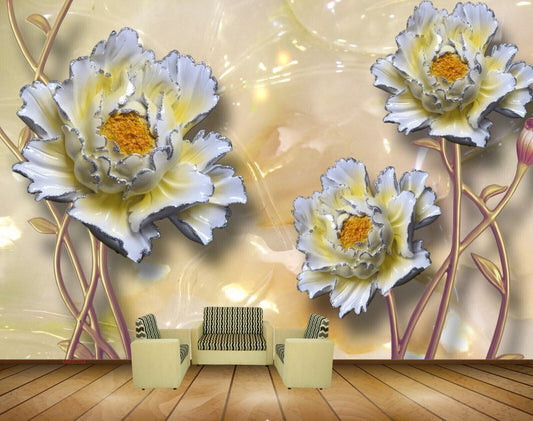 Avikalp MWZ0304 White Yellow Flowers HD Wallpaper