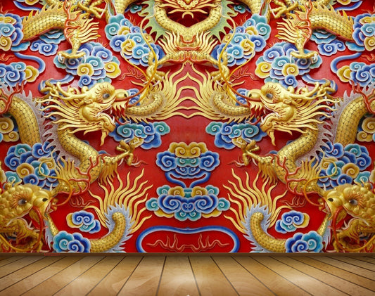 Avikalp MWZ0307 Golden Snakes Blue Yellow Flowers 3D HD Wallpaper