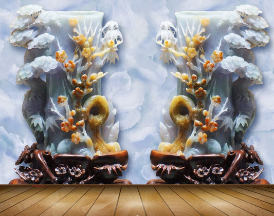 Avikalp MWZ0323 Yellow Flowers White Trees 3D HD Wallpaper