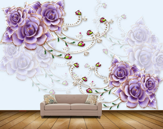 Avikalp MWZ0326 Purple White Flowers HD Wallpaper