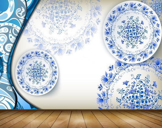 Avikalp MWZ0331 Blue Flowers 3D HD Wallpaper