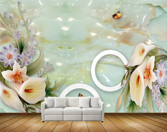 Avikalp MWZ0332 Tulips Flowers Butterflies Violet Flowers HD Wallpaper