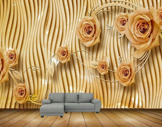 Avikalp MWZ0337 Yellow Flowers Leaves Branches HD Wallpaper