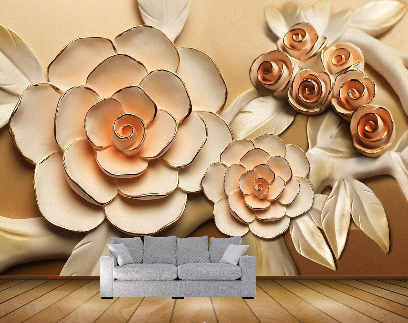 Avikalp MWZ0356 Yellow Goldish Flowers Leaves HD Wallpaper Avikalp MWZ0356 Yellow Goldish Flowers Leaves HD Wallpaper