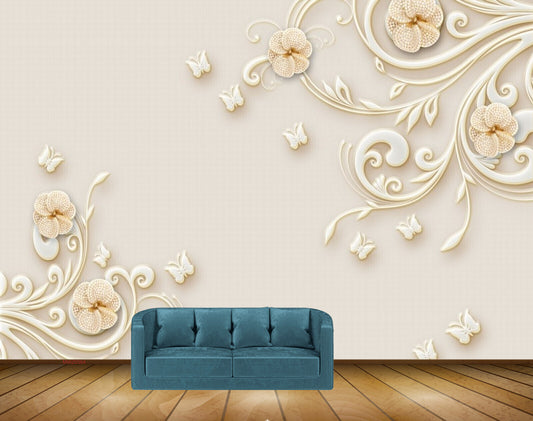 Avikalp MWZ0364 White Butterflies Branches Leaves HD Wallpaper