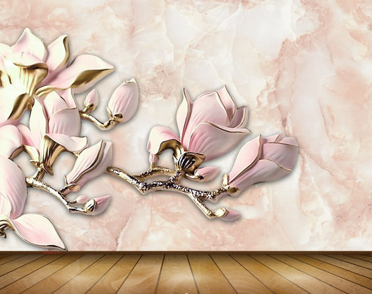 Avikalp MWZ0378 Pink White Flowers 3D HD Wallpaper