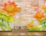 Avikalp MWZ0385 Pink Orange Flowers Birds Leaves 3D HD Wallpaper Avikalp MWZ0385 Pink Orange Flowers Birds Leaves 3D HD Wallpaper