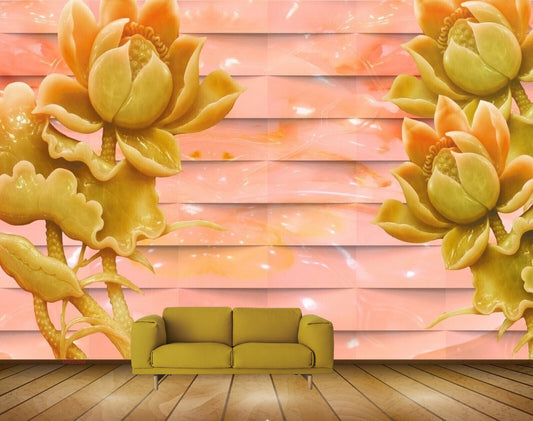 Avikalp MWZ0394 Pink Yellow Flowers HD Wallpaper
