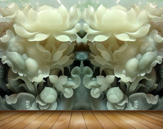 Avikalp MWZ0405 Cream Whitie Flowers 3D HD Wallpaper