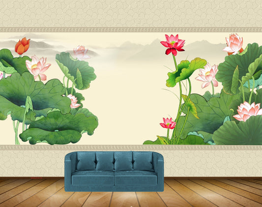 Avikalp MWZ0416 Pink White Flowers Leaves HD Wallpaper