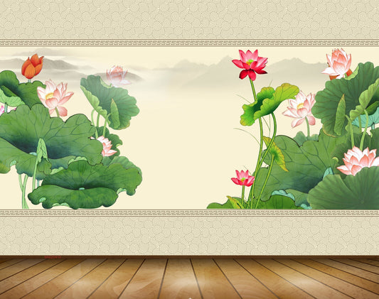 Avikalp MWZ0416 Pink White Flowers Leaves 3D HD Wallpaper