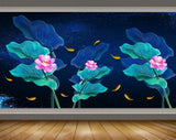 Avikalp MWZ0417 Pink Flowers Fishes Blue Green Leaves 3D HD Wallpaper Avikalp MWZ0417 Pink Flowers Fishes Blue Green Leaves 3D HD Wallpaper