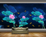 Avikalp MWZ0417 Pink Flowers Fishes Blue Green Leaves 3D HD Wallpaper Avikalp MWZ0417 Pink Flowers Fishes Blue Green Leaves 3D HD Wallpaper