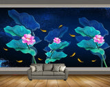 Avikalp MWZ0417 Pink Flowers Fishes Blue Green Leaves 3D HD Wallpaper Avikalp MWZ0417 Pink Flowers Fishes Blue Green Leaves 3D HD Wallpaper