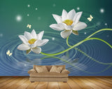 Avikalp MWZ0443 White Lotus Flowers Butterflies HD Wallpaper Avikalp MWZ0443 White Lotus Flowers Butterflies HD Wallpaper