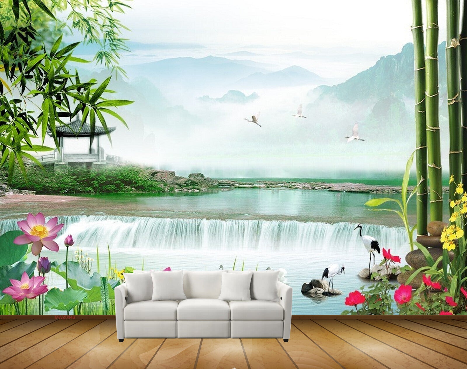 Avikalp MWZ0446 Pink Lotus Flowers Swans Birds Fishes Trees HD Wallpaper Avikalp MWZ0446 Pink Lotus Flowers Swans Birds Fishes Trees HD Wallpaper