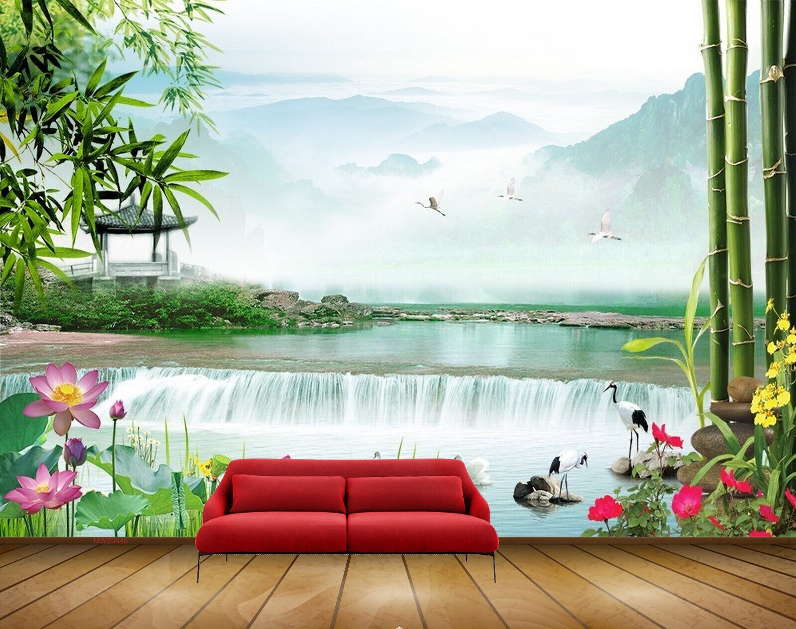 Avikalp MWZ0446 Pink Lotus Flowers Swans Birds Fishes Trees 3D HD Wallpaper Avikalp MWZ0446 Pink Lotus Flowers Swans Birds Fishes Trees 3D HD Wallpaper