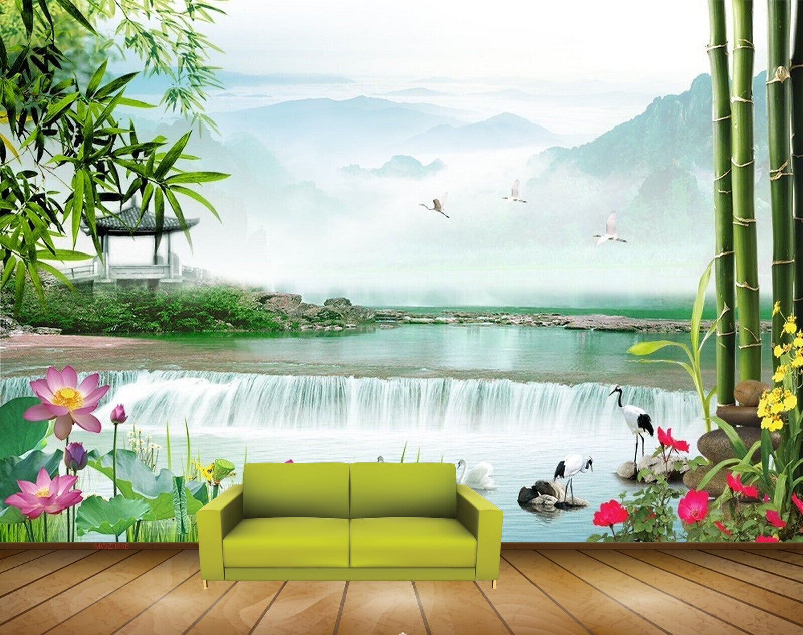 Avikalp MWZ0446 Pink Lotus Flowers Swans Birds Fishes Trees 3D HD Wallpaper Avikalp MWZ0446 Pink Lotus Flowers Swans Birds Fishes Trees 3D HD Wallpaper