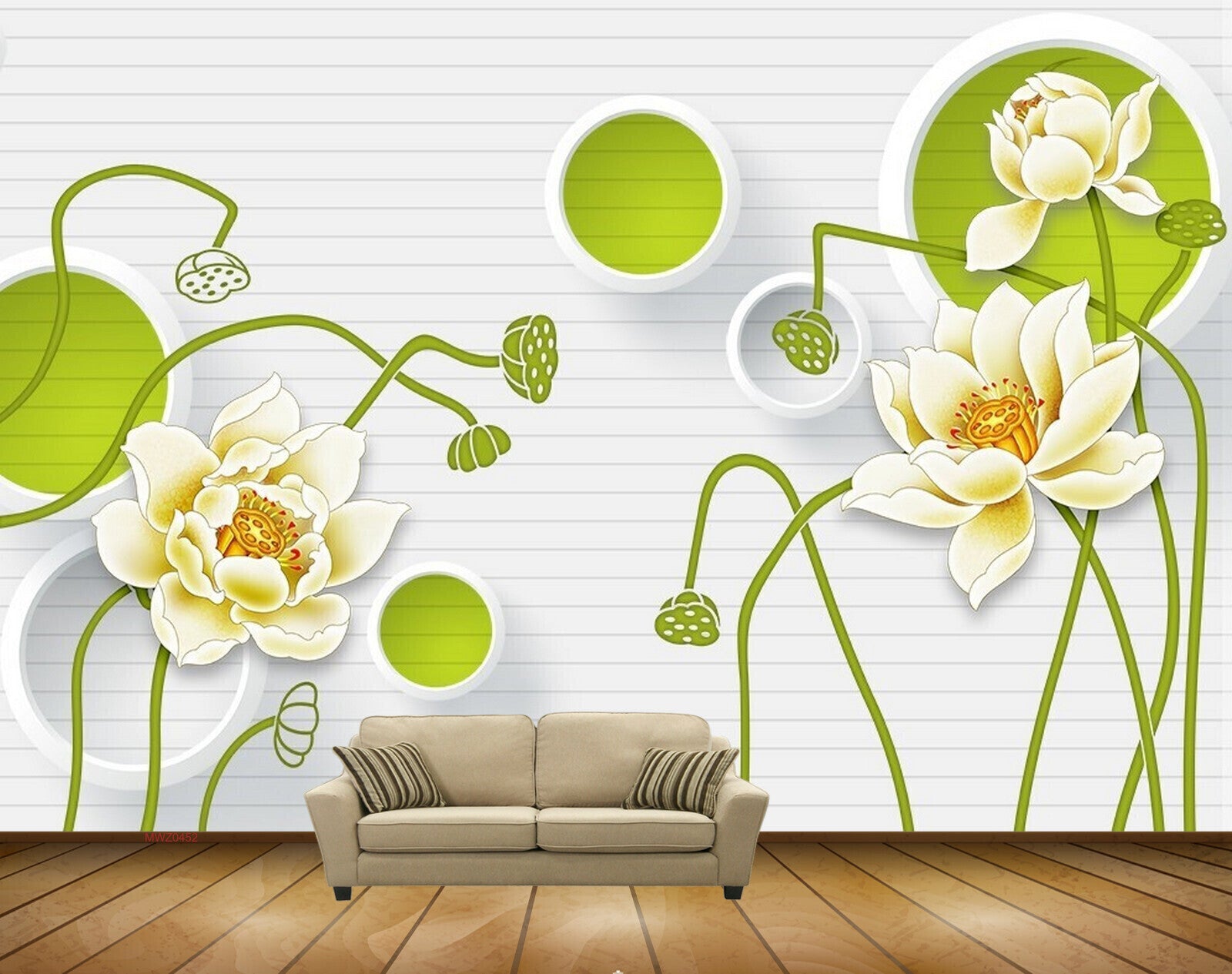 Avikalp MWZ0452 White Green Flowers 3D HD Wallpaper Avikalp MWZ0452 White Green Flowers 3D HD Wallpaper