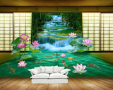 Avikalp MWZ0454 Pink Lotus Flowers Fishes Waterfall HD Wallpaper Avikalp MWZ0454 Pink Lotus Flowers Fishes Waterfall HD Wallpaper