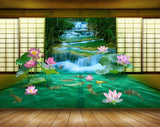 Avikalp MWZ0454 Pink Lotus Flowers Fishes Waterfall 3D HD Wallpaper Avikalp MWZ0454 Pink Lotus Flowers Fishes Waterfall 3D HD Wallpaper