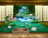 Avikalp MWZ0454 Pink Lotus Flowers Fishes Waterfall 3D HD Wallpaper Avikalp MWZ0454 Pink Lotus Flowers Fishes Waterfall 3D HD Wallpaper