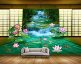 Avikalp MWZ0454 Pink Lotus Flowers Fishes Waterfall 3D HD Wallpaper Avikalp MWZ0454 Pink Lotus Flowers Fishes Waterfall 3D HD Wallpaper